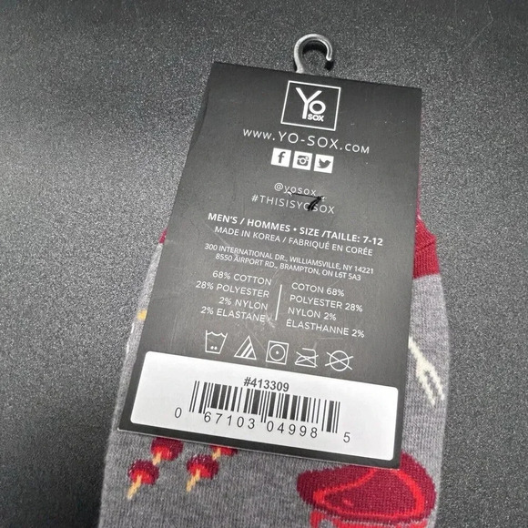 Yo Sox Socks Mens 7-17 Grey The Grill Master Gift Father's Day Christmas Pull On - Picture 5 of 5